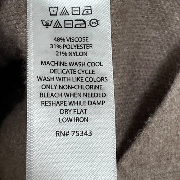 Rachel Zoe Oatmeal Beige Mock Neck Hi-Low 3/4 Sleeve Sweater M Neutral Basic - Picture 8 of 13